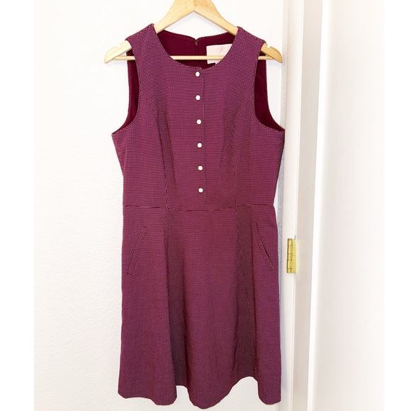 GAL MEETS GLAM Plus The MEG PolkaDot Jacquard Fit & Flare Dress WINE SZ: 14 - Picture 2 of 16